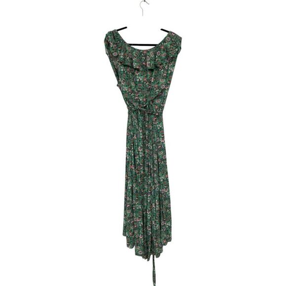 Boden Womens Wrap Dress UK 20 US 16 18 Green Floral Midi Ruffle Vneck D0174 NWT - Picture 3 of 13
